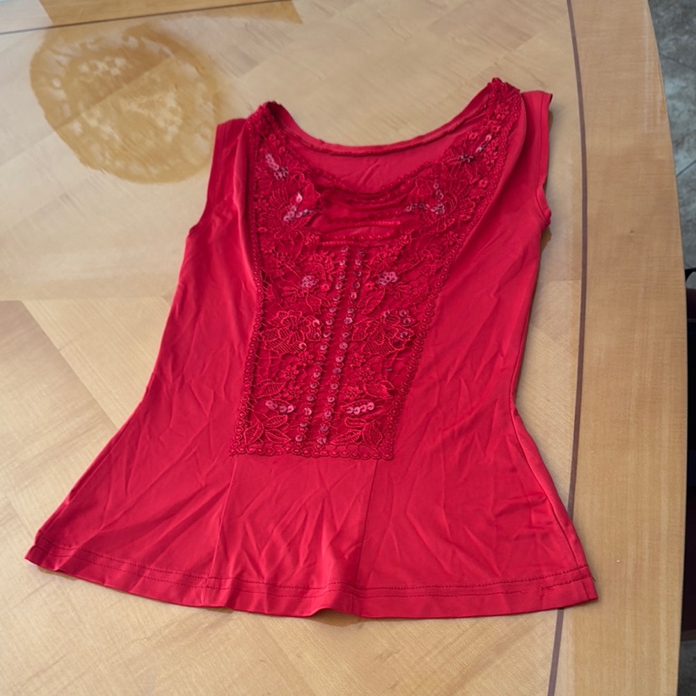 Red Sequin Sleeveless  danceTop size s